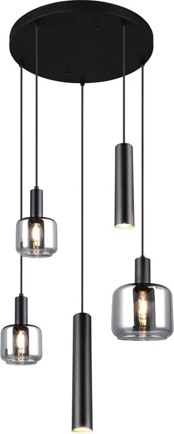 Lampadario nero con paralume in metallo e vetro ø 40 cm Mataro - Trio