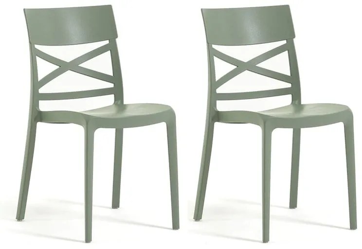 Sedia da giardino London Cross NEW GARDEN verde salvia, set da 2 pezzi