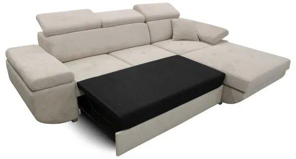 Divano letto angolare con contenitore a L CASTELO, lato destro, grigio