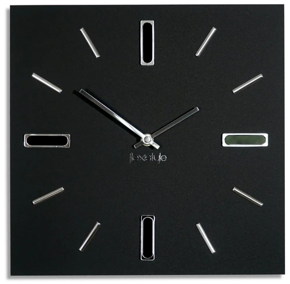 Orologio nero BRILLIANT 30 cm con accessori argento