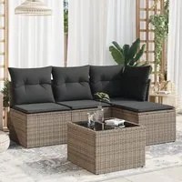 Set Divano da Giardino 5 pz con Cuscini Grigio in Polyrattan 3249349