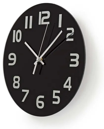 Nedis CLWA006GL30BK - Orologio da parete 1xAA/1,5V vetro 30 cm nero