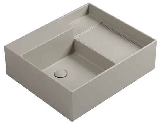 Lavabo da appoggio Nobu COLAVENE rettangolare piletta non inclusa in ceramica L 60 x H 21 x P 50 cm beige opaco piletta non inclusa