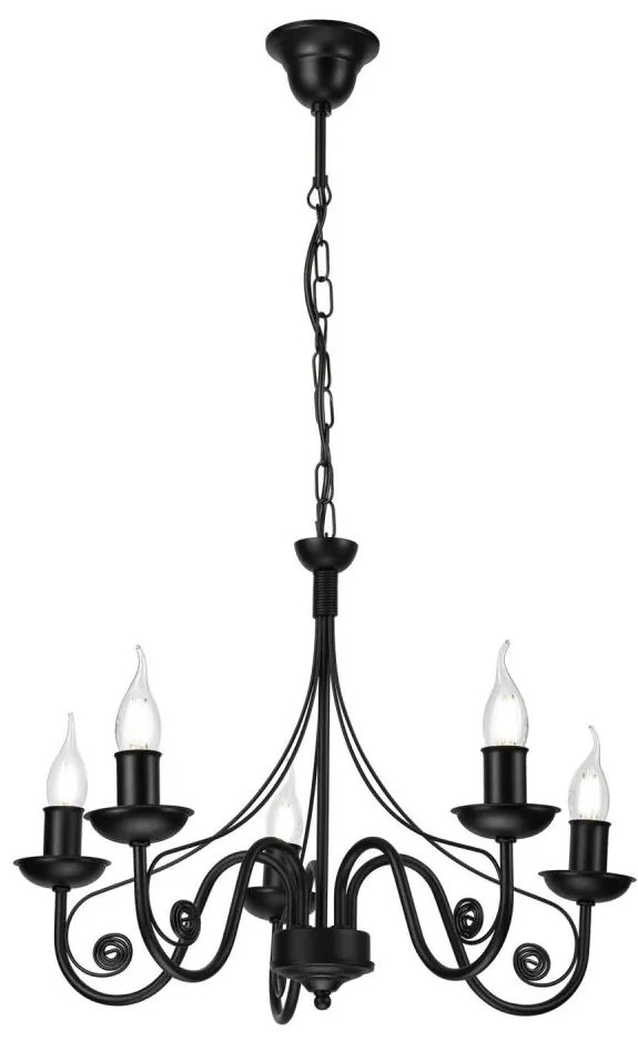 Lampadario a sospensione con catena DONATO 5xE14/40W/230V nero