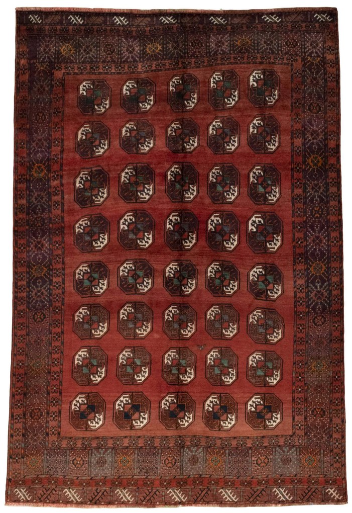 Turkmen Tappeto 280x190 Rosso (Iran) Annodato A Mano