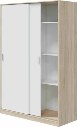 Armadio Guardaroba Appendiabiti 2 Ante Scorrevoli 120 Cm Rovere Canadian Bianco TOP120F
