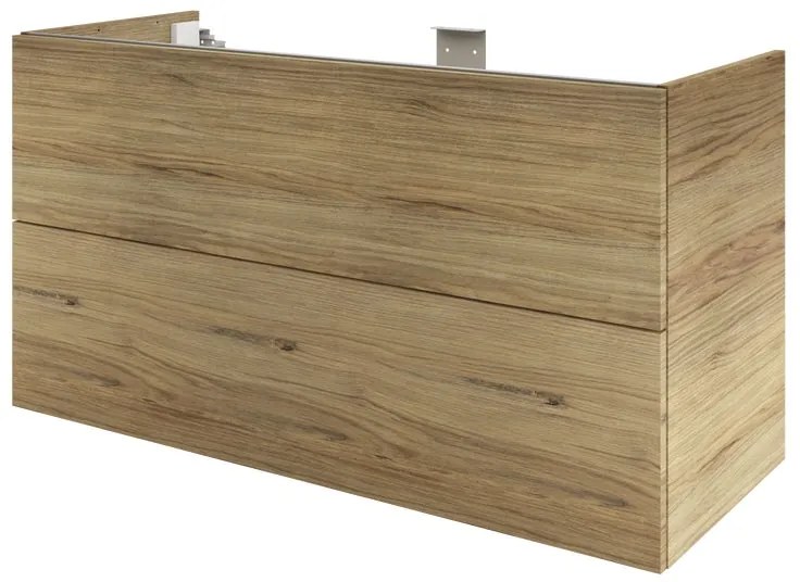 Mobile da bagno sospeso sotto lavabo L 120 x H 64 x P 48 cm rovere lucido, 2 cassetti SENSEA Neo Frame