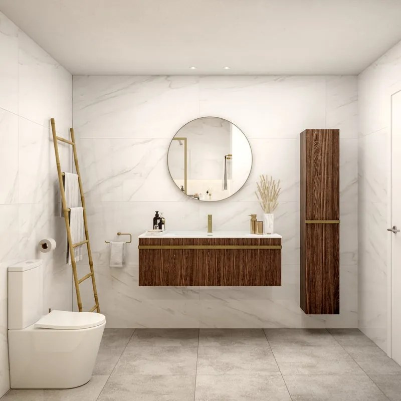 Colonna per mobile bagno Loa SENSEA 1 anta P 25 x L 30 x H 165 cm marrone placcato truciolare