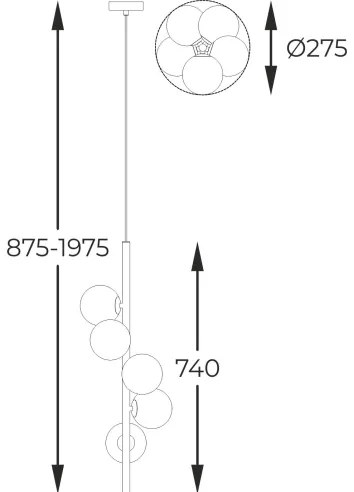 Zuma Line P0574-05E-F7AA - Lampadario a sospensione con filo ARCTURUS 5xG9/4W/230V oro