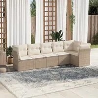 Set Divano da Giardino 6 pz con Cuscini Beige in Polyrattan 3217658