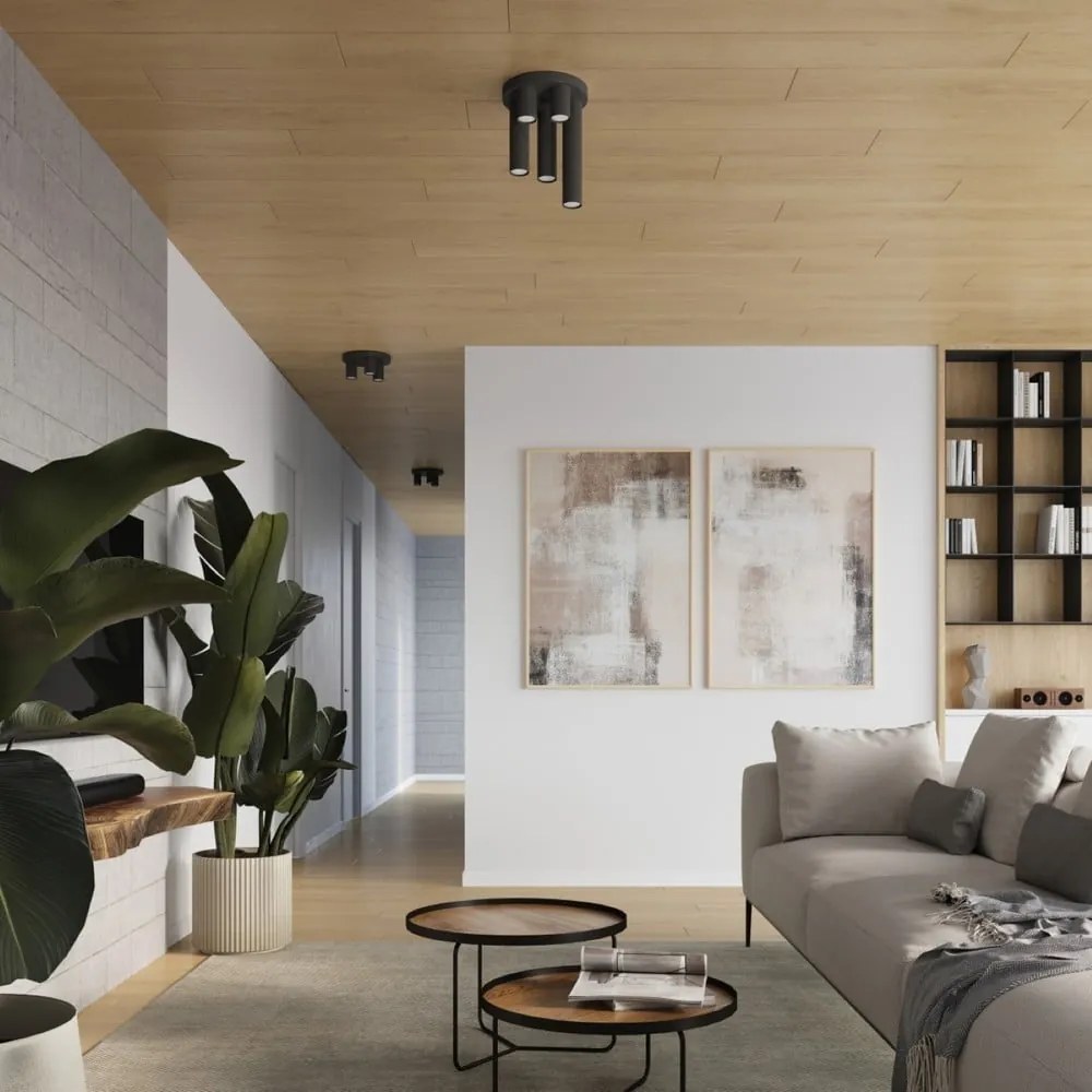 Plafoniera nera Castro – Sollux