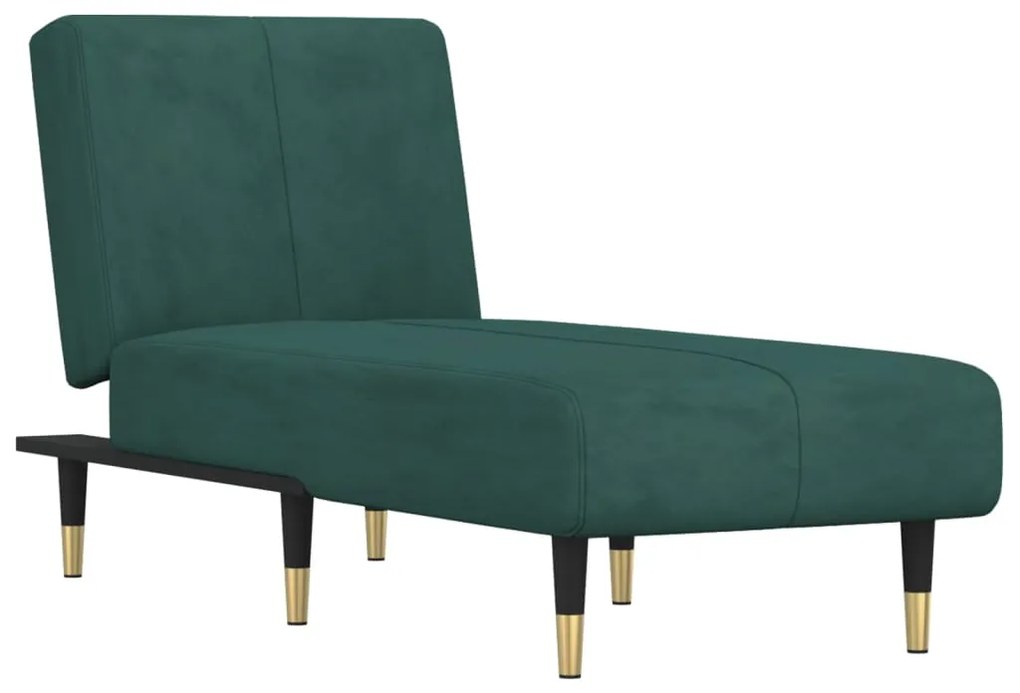 Chaise longue in velluto verde scuro