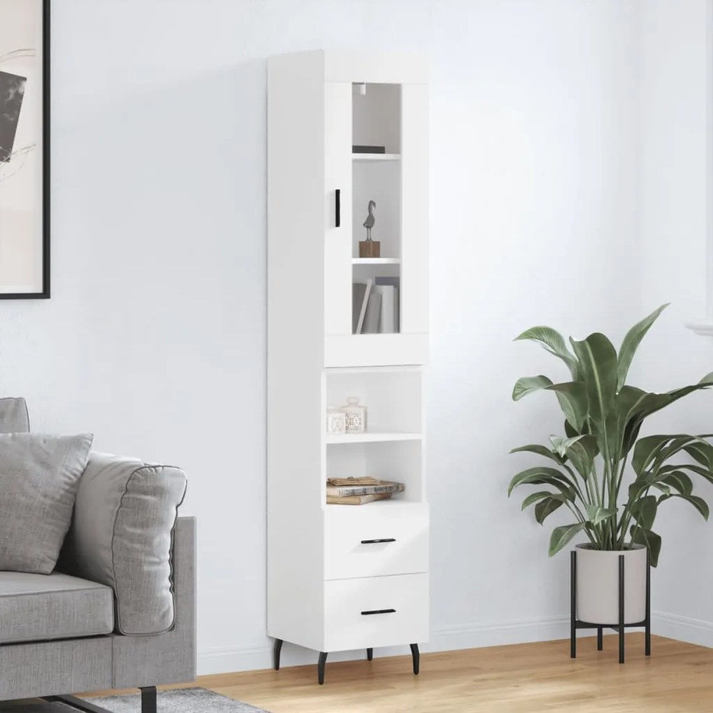 Credenza Bianca 34,5x34x180 Cm İn Legno Multistrato /