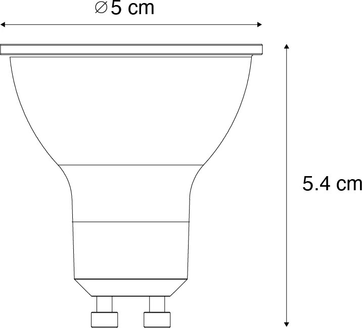Set di 5 Lampadine LED GU10 50mm dimmerabili chiare 2.5W 450 lm 4000K