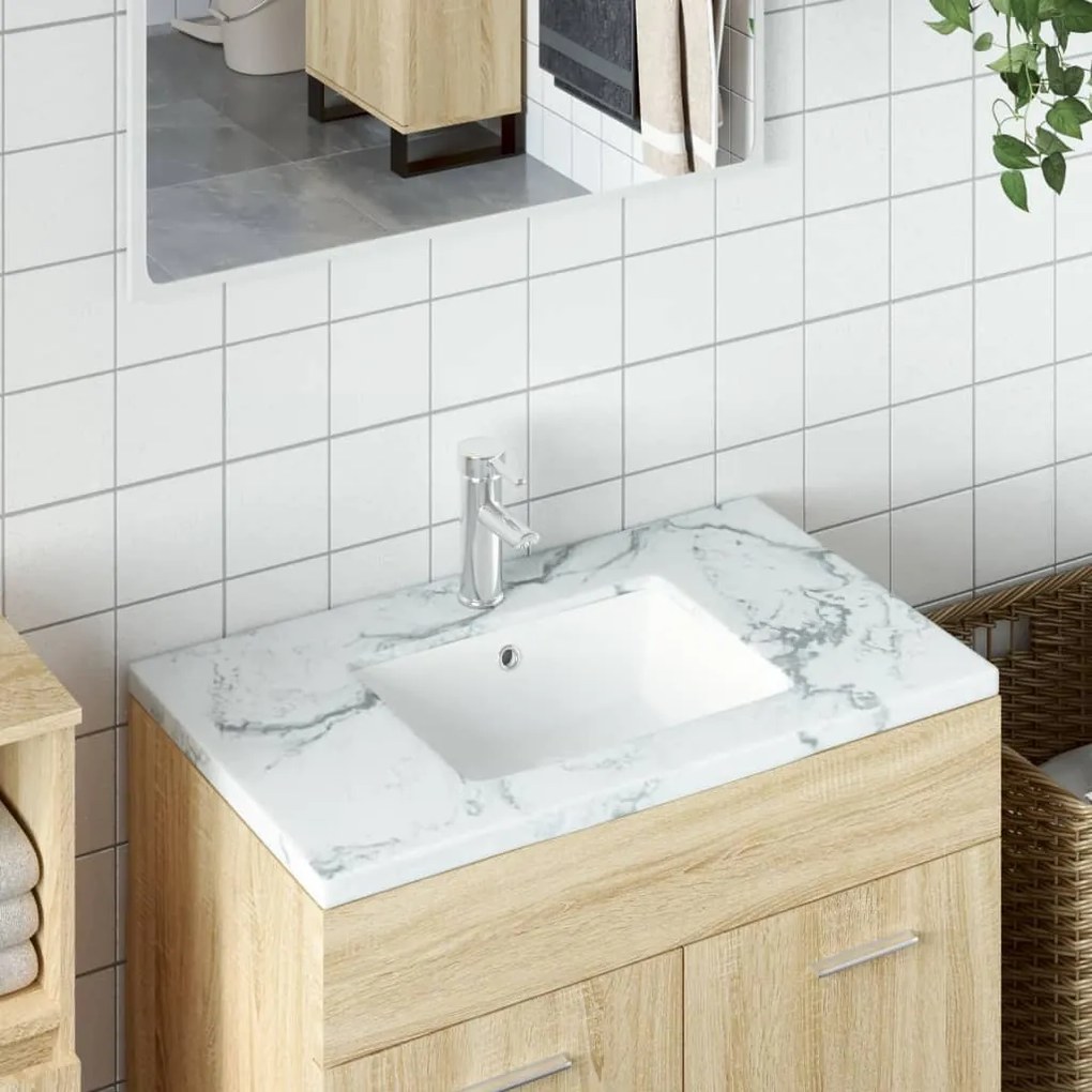 Lavandino Da Bagno Bianco 50x40,5x18,5 Cm Rettangolare Ceramica /