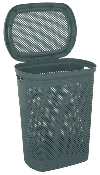 Cesto portabiancheria con coperchio in plastica blu avio 58 lt Kamala