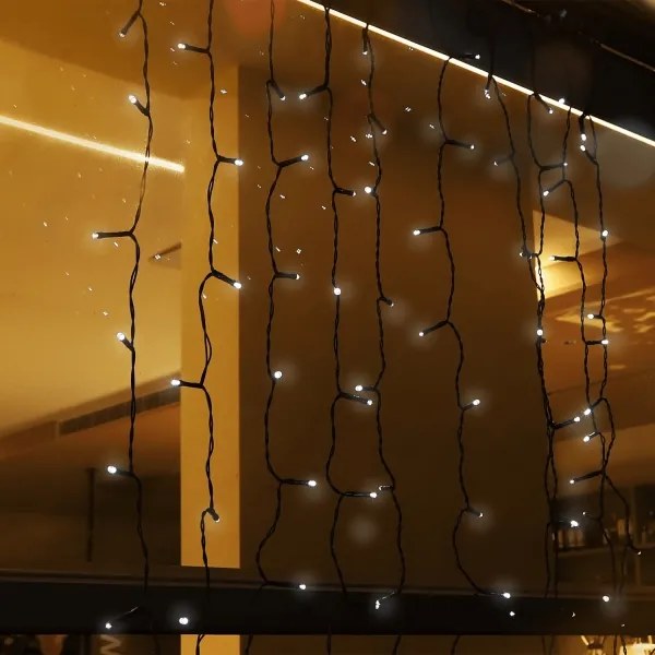 Aigostar - Catena di Natale solare a LED 100xLED/8 funzioni 4x1m IP65 bianco freddo