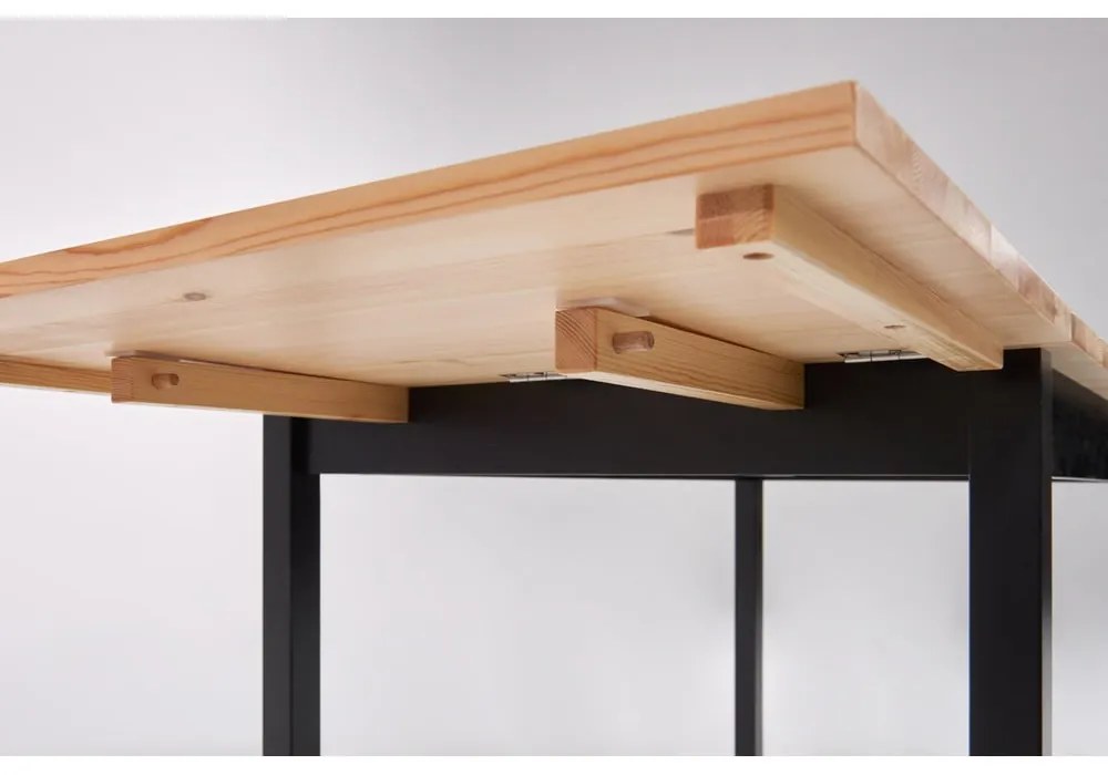 Tavolo da pranzo pieghevole in pino con struttura nera , 120 (200) x 70 cm Brisbane - Bonami Essentials