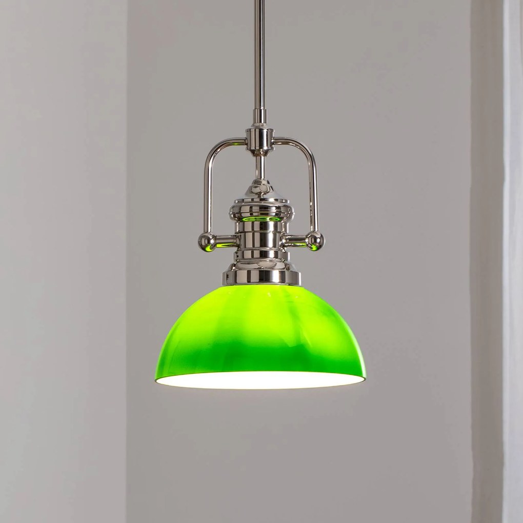 Jupiter Lampada a sospensione Platino, argento/verde, vetro, a 1 luce, E27