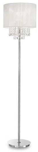 Ideal Lux -  OPERA PT1 - Piantana  - Lampada da pavimento con montatura in cromo. Paralume in lamina di PVC con riflessi metallizzati e rivestita da fili bianchi. Pendagli in cristallo molato. Altezza: 1630 mm.