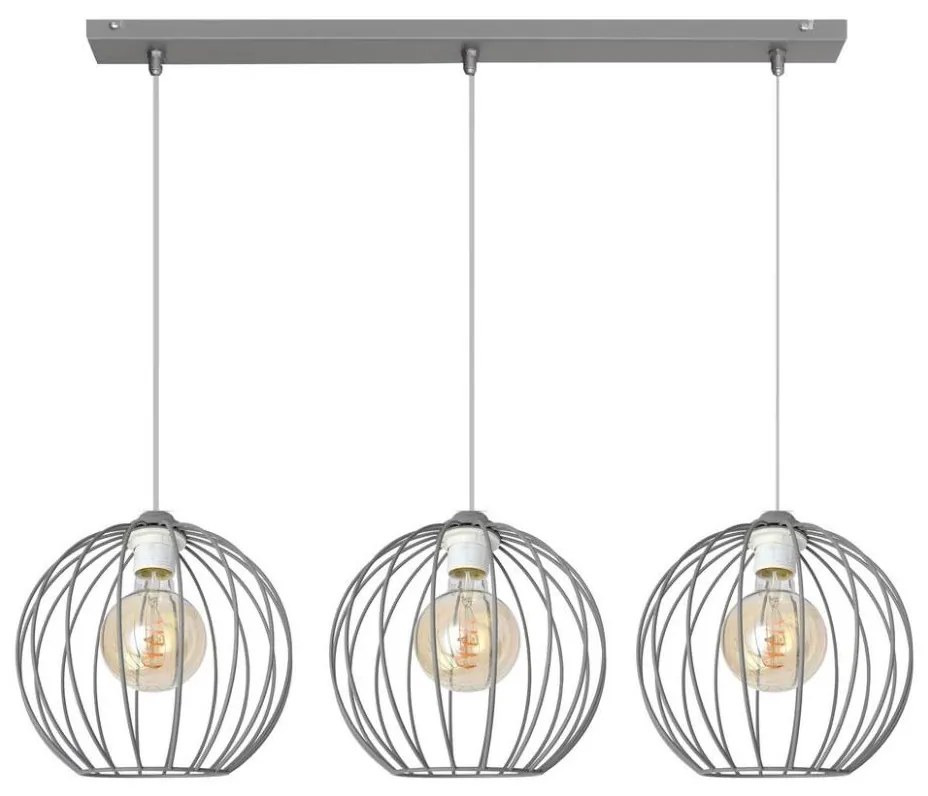 Lampadario su corda  MERCURE 3xE27/15W/230V grigio