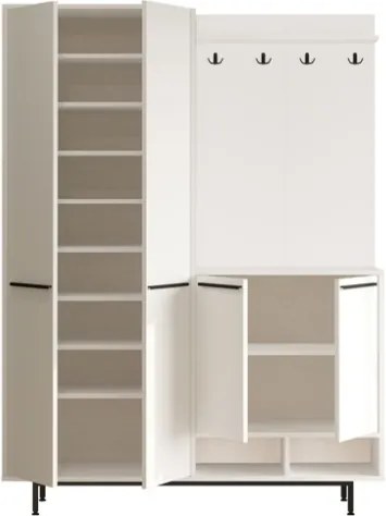 Mobile Ingresso Multiripiano Con Scarpiera E Appendiabiti Whisper Bianco