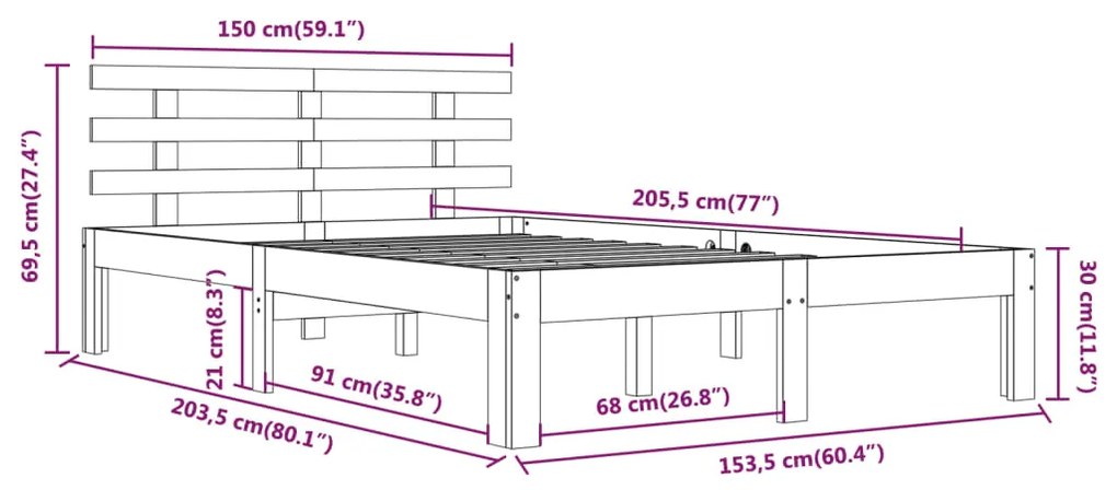 Giroletto Bianco in Legno Massello 150x200 cm King Size