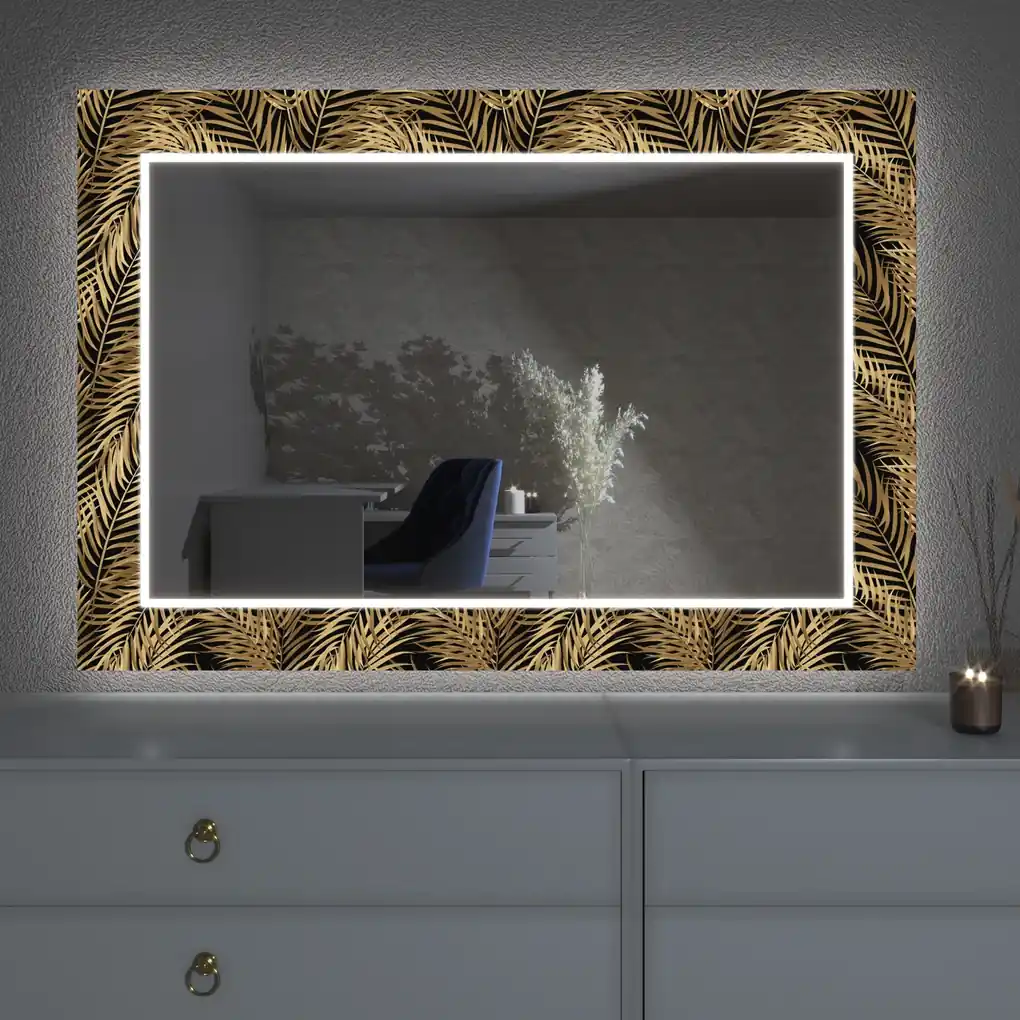 Specchio bagno antiesplosione con luce LED 80x50cm, Specchio a