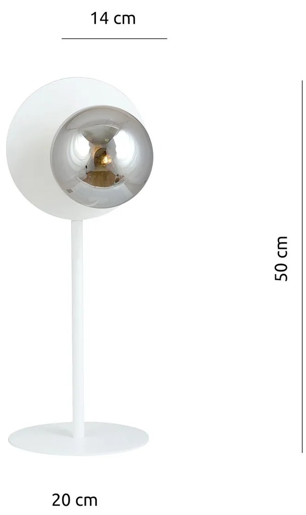 Lampada Da Tavolo Contemporanea Ippolita 1 Luce In Acciaio Bianco E Vetro Fumè