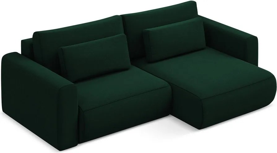 Divano angolare verde allungabile/con contenitore (con penisola a destra/con chaise lounge) con rivestimento in velluto Kapua – Makamii