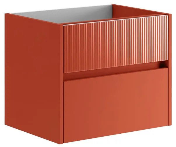 Mobile da bagno sospeso sotto lavabo L 59.5 x H 50 x P 45.5 cm rosso laccato opaco, 2 cassetti Niwa