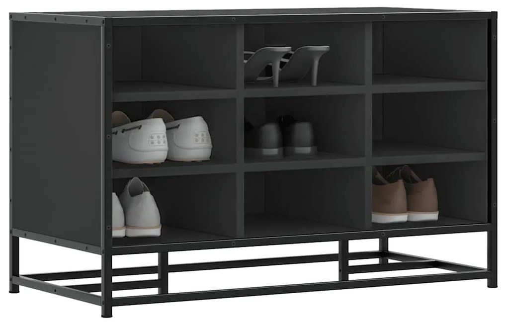 Scarpiera Nera 84x40x53,5 Cm İn Truciolato E Metallo /