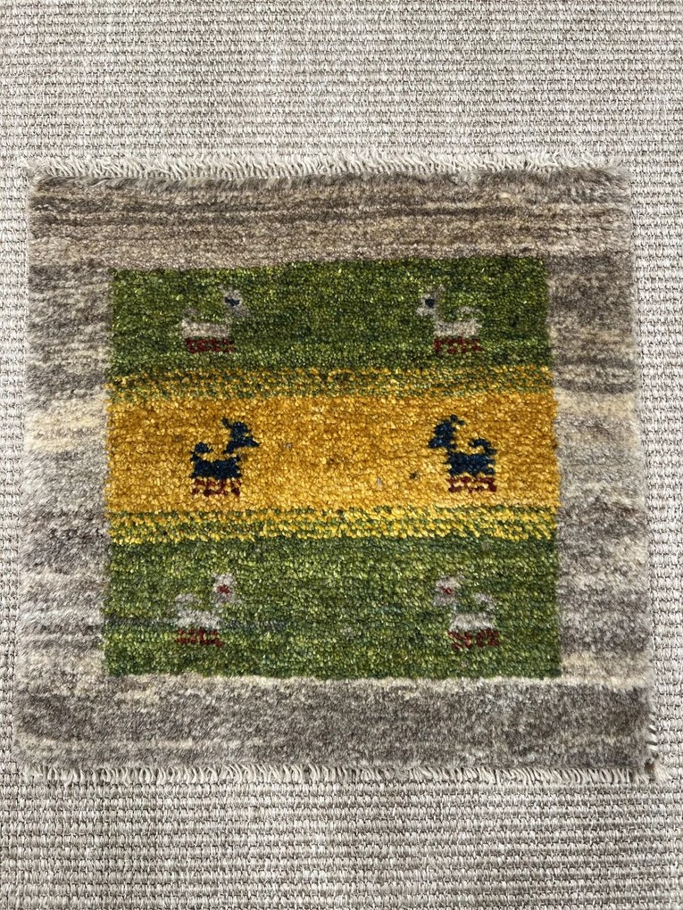 Gabbeh Tappeto persiano 40x40 Verde (Iran) Annodato A Mano