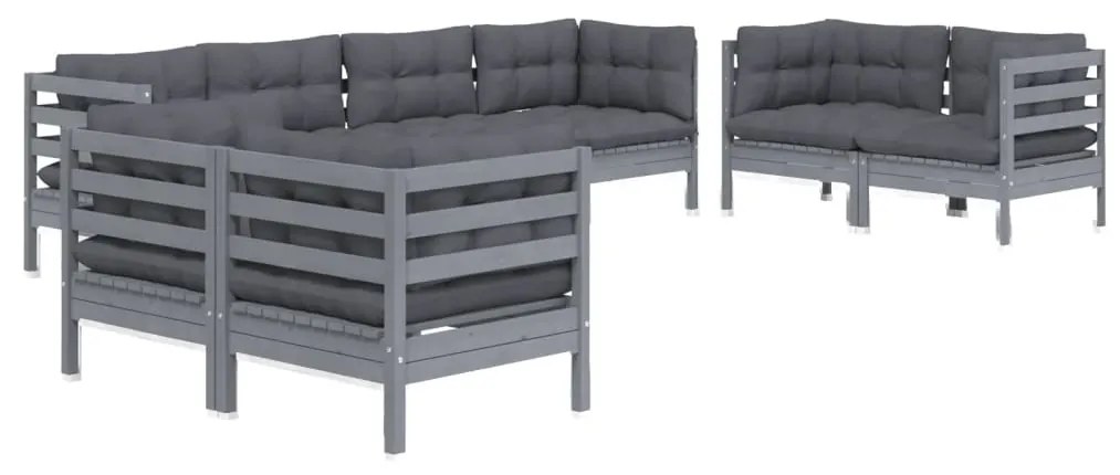 Set divani da giardino 8 pz con cuscini legno massello di pino