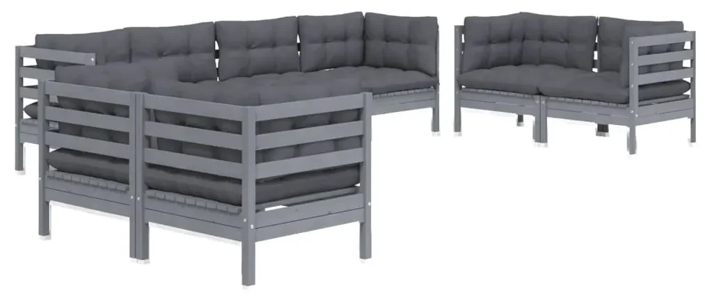 Set divani da giardino 8 pz con cuscini legno massello di pino