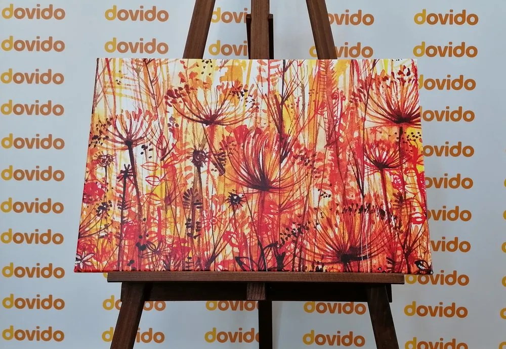 Quadro su tela – Dente di leone in tonalità arancioni