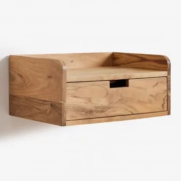 Comodino Sospeso 45x30 Cm In Legno Di Acacia Narbona Acacia Rustica Marrone - Sklum