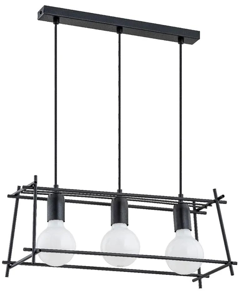 Lampadario a sospensione con filo NETI 3xE27/15W/230V nero