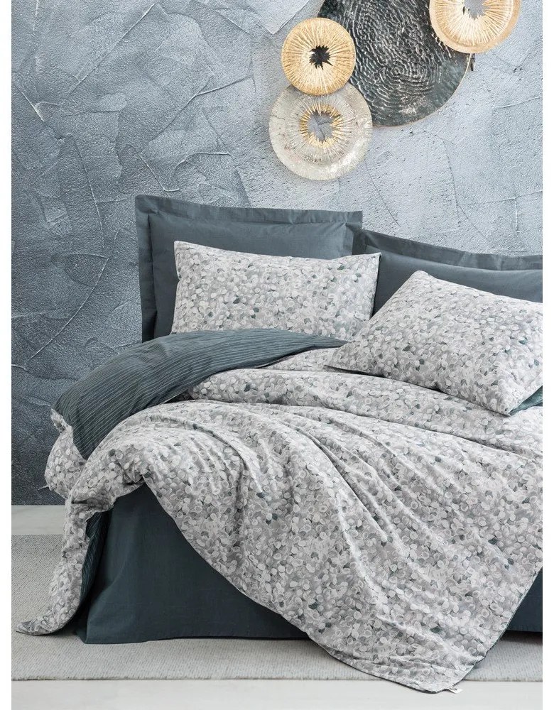 Biancheria da letto matrimoniale bianca e grigia in cotone Renforcé 260x220 cm Molly - Mijolnir