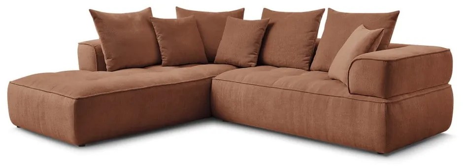 Divano angolare color terracotta (penisola a sinistra/a L) con rivestimento in ciniglia Whesley – Bobochic Paris