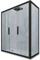 Box doccia 2 ante scorrevoli 70x170 CM H 200 Vetro Trasparente Profilo Nero Matt mod. Glam Duo