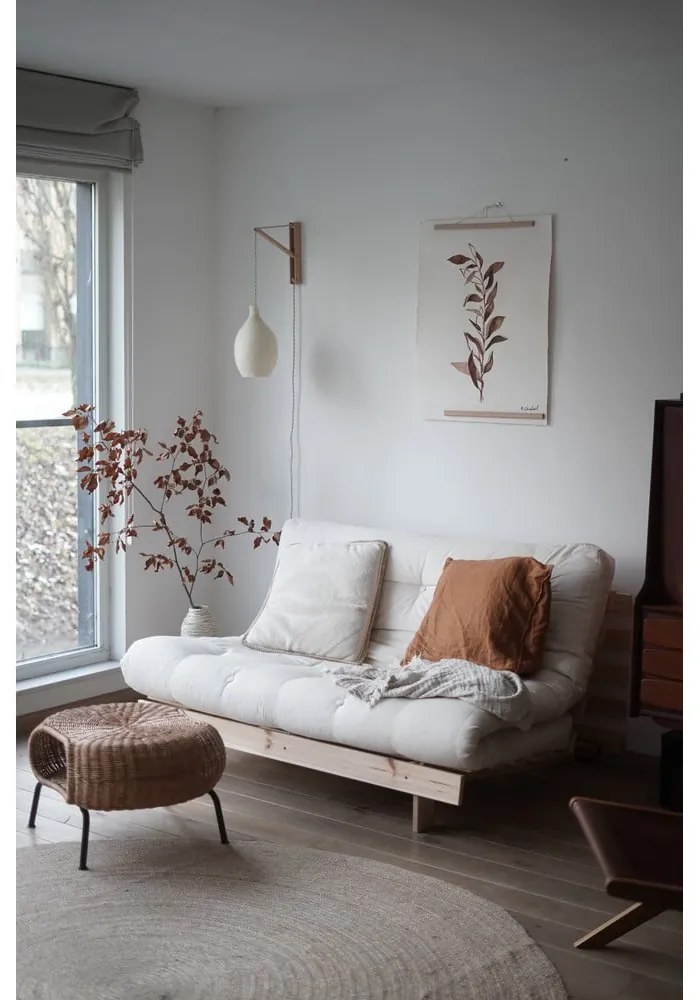 Divano greige allungabile con rivestimento in lino 140 cm Roots – Karup Design