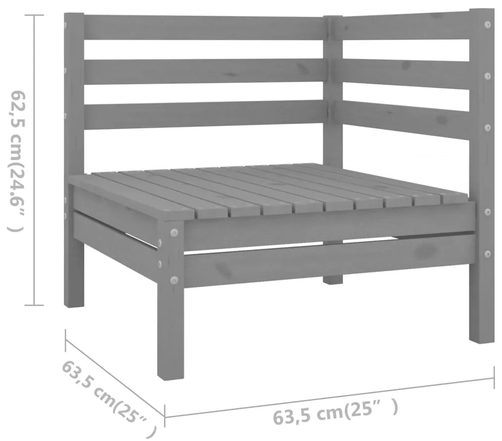 Set salotto da giardino 8 pz in legno massello di pino grigio