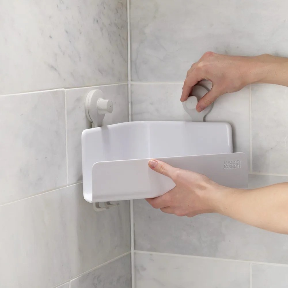 Set di 2 mensole angolari bianche autoportanti in plastica per il bagno EasyStore - Joseph Joseph