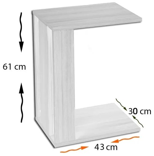 Tavolino PASIFIC 61x43 cm bianco