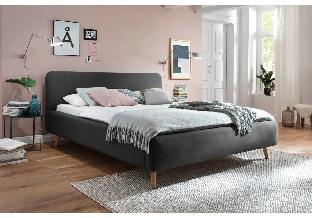 Letto matrimoniale imbottito color antracite rete non inclusa 180x200 cm Mattis – Meise Möbel