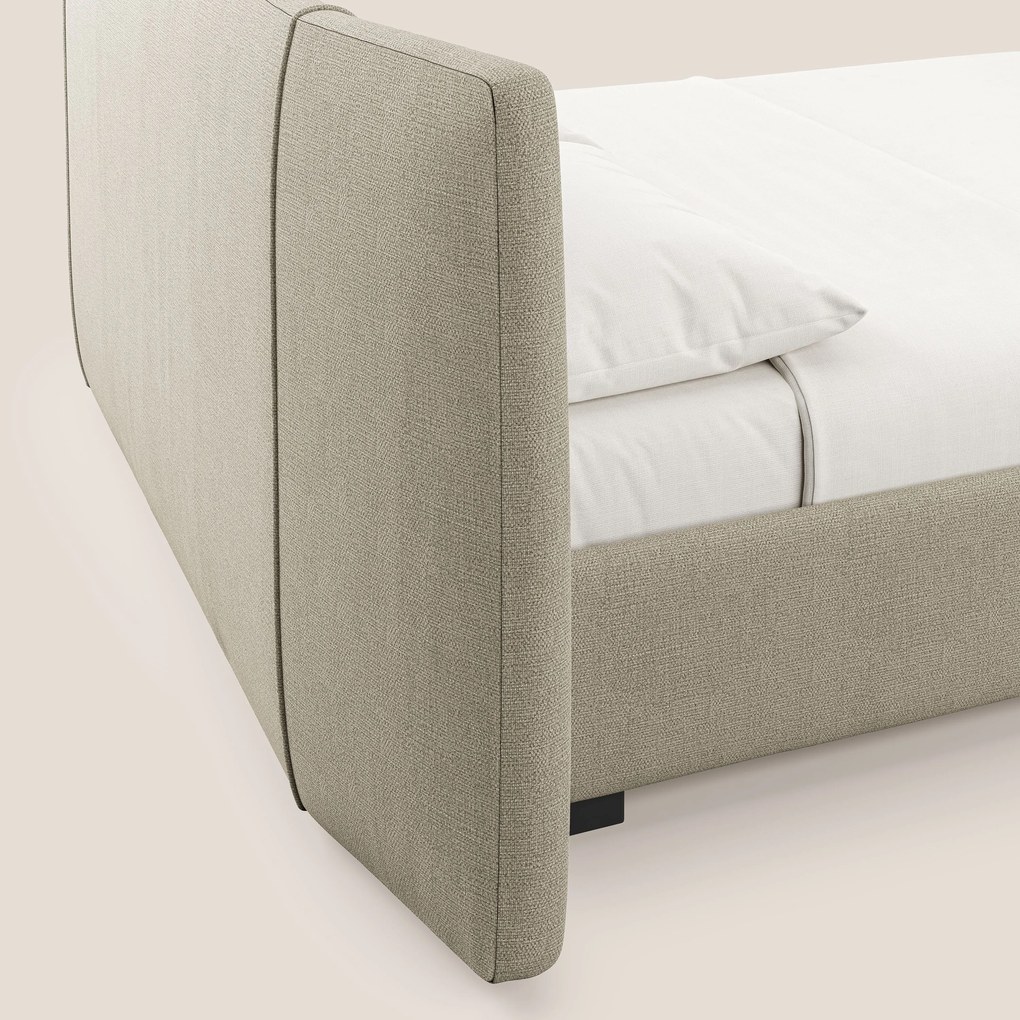 Omero letto imbottito contenitore sfoderabile in tessuto fiammato impermeabile T14 beige