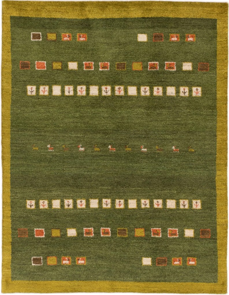 Gabbeh Tappeto persiano 150 x 190 Verde (Iran) Annodato A Mano