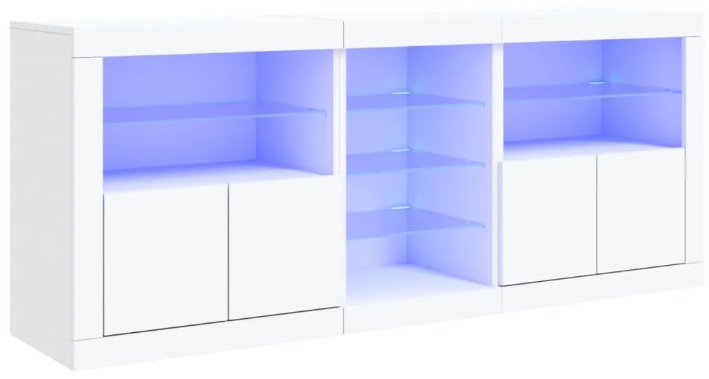 Credenza con luci led bianca 162x37x67 cm