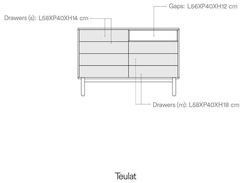 Cassettiera bassa grigio scuro 120x90 cm Corvo - Teulat